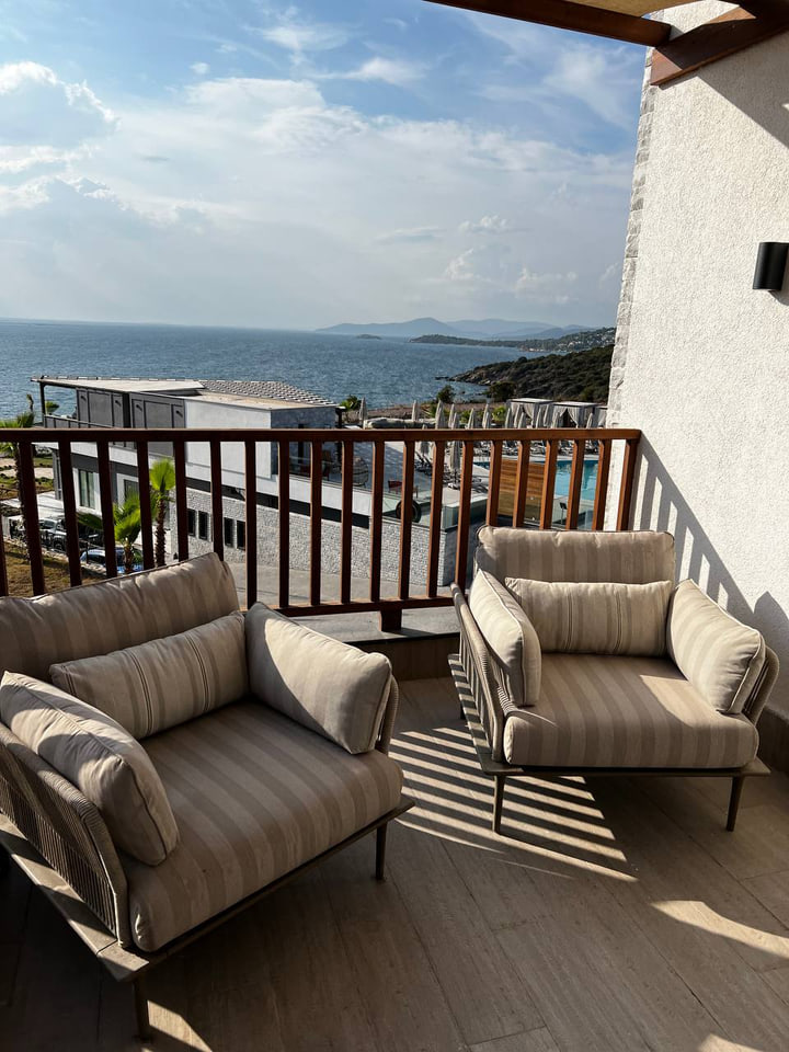 Covered terrace looking towards the Bodrum landscape